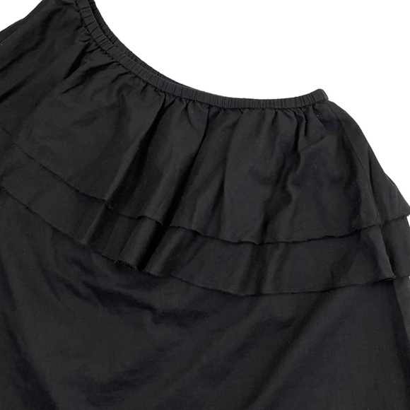 Chan Luu Lexington One Shoulder Ruffle Top Black - Picture 5 of 11